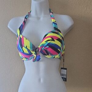 ☆Colorful Striped Halter Bikini Top Med New Padded